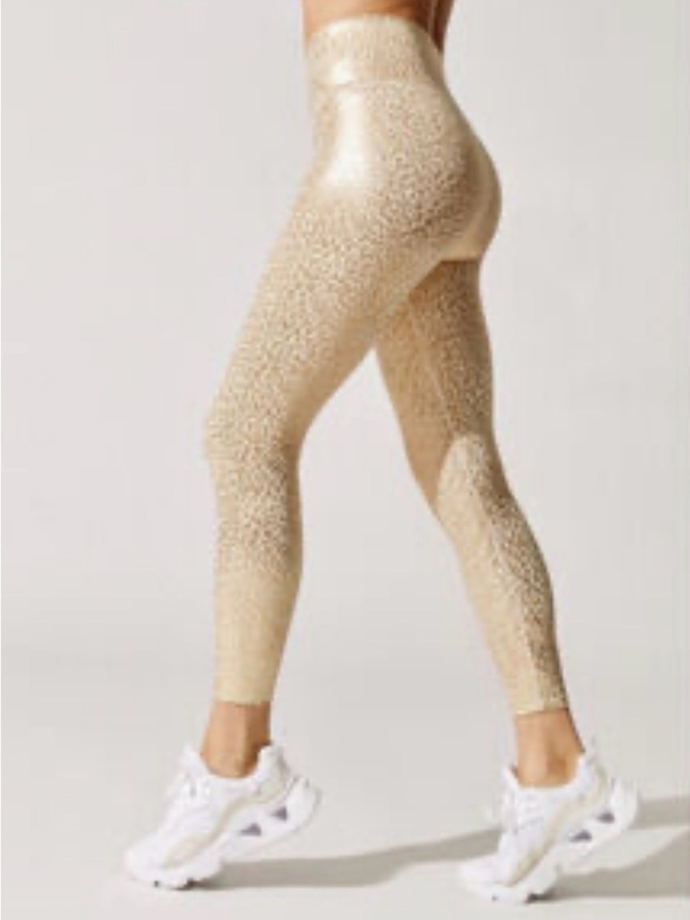 Carbon38 Gold Leopard Accent Activewear Set on Cream - Picture 9 of 9
